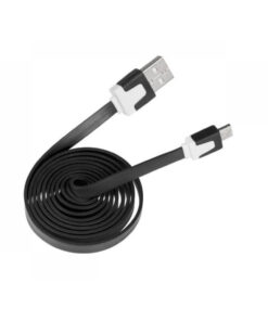 Platt USB-MICRO Kabel 2m (Svart)