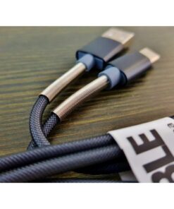 USB-C Kabel med Nylontyg 1m (Grå)