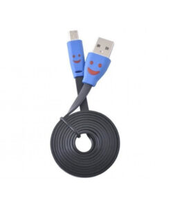 Platt USB-MICRO Kabel med LED 1m (Svart)