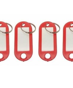 Nyckelring / Nyckelknippa Med ID-Bricka, 4-Pack (Röd)