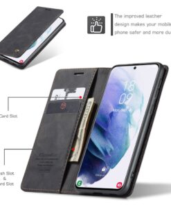 CaseMe Samsung Galaxy S21 Wallet Retro (SVART)