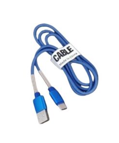 USB-C Kabel i Nylontyg med Förstärkta Toppar - 1m (Blå)